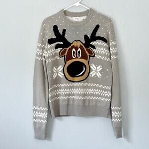 Ugly Christmas Sweater Gray Reindeer Men's Sweater